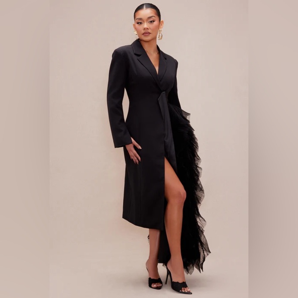 Fashion Nova Fluffy Blazer Elegant Black Women's Dress. Size M.